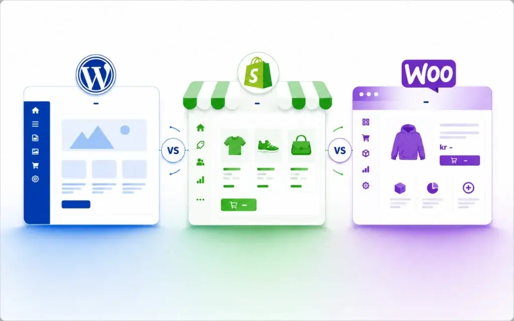 Comparación de WordPress, WooCommerce y Shopify para negocios